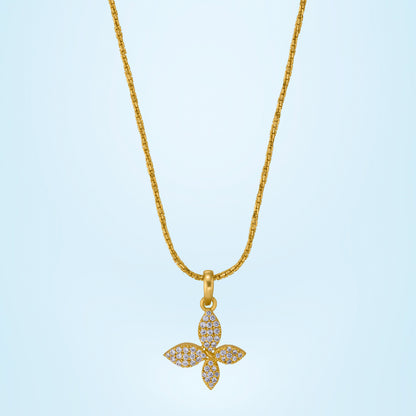 Golden Necklace with a Diamond Butterfly Pendant