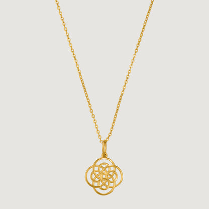 Golden Necklace with a Knot on it