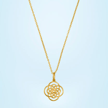 Golden Necklace with a Knot on it