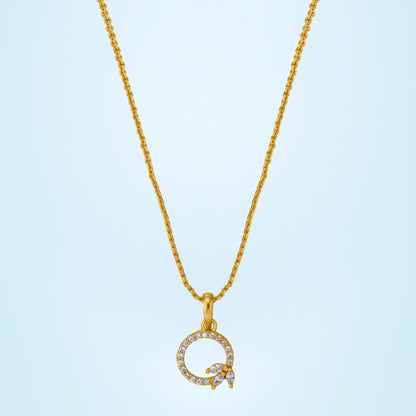 Golden Necklace with a Diamond Letter on it