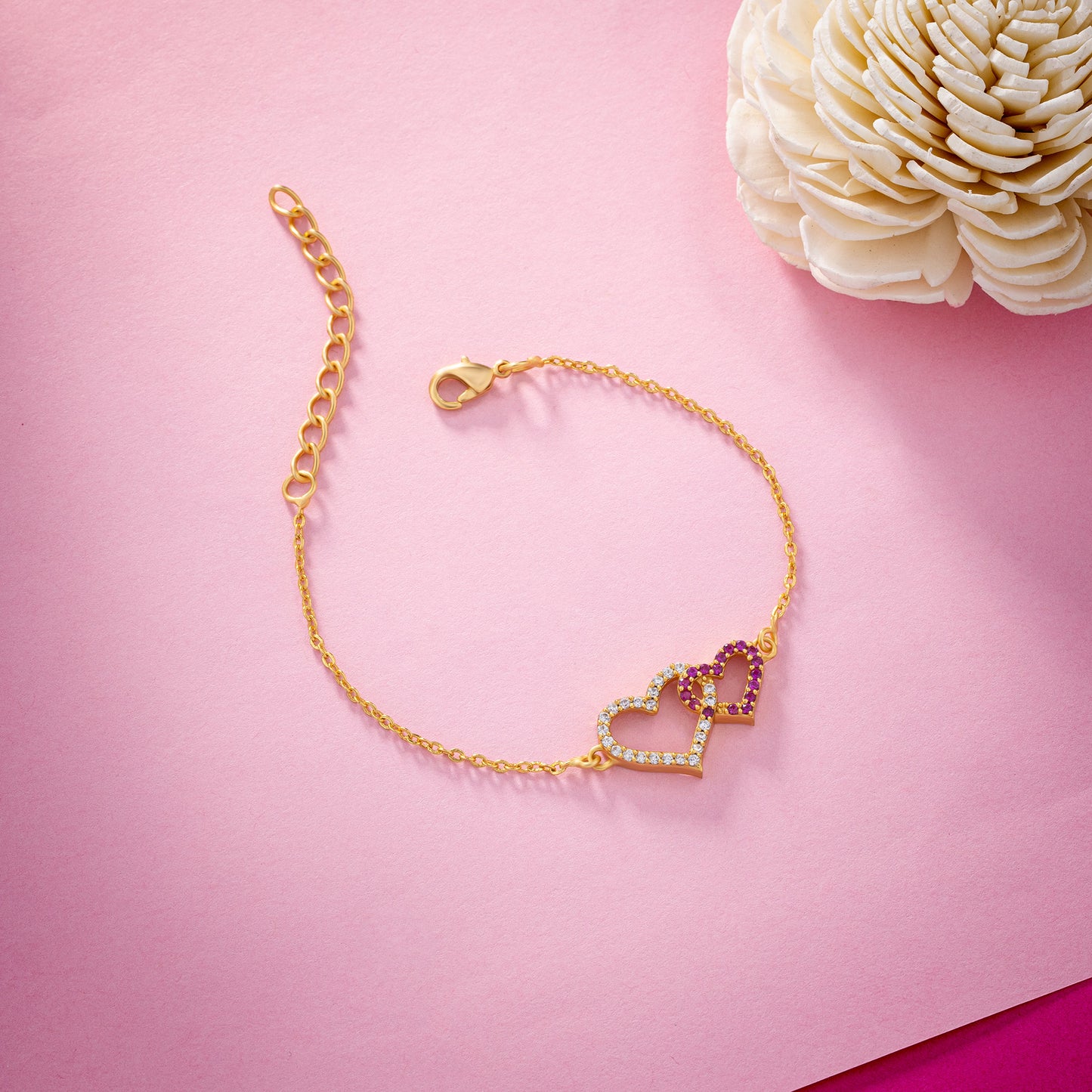 golden twin heart bracelet