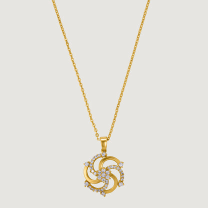 Golden Necklace with a Diamond Pendant