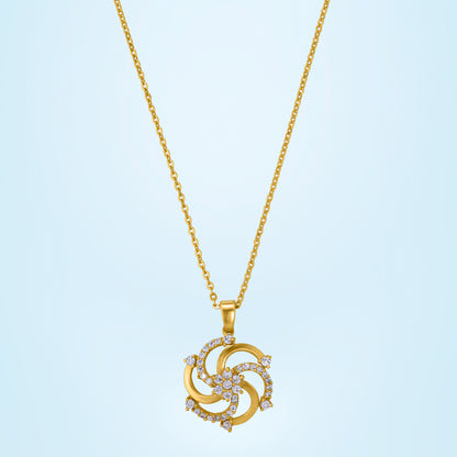 Golden Necklace with a Diamond Pendant