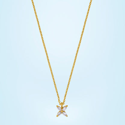 Golden Necklace with a Small White Diamond