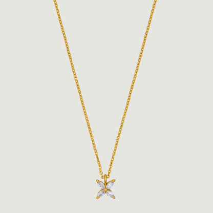 Golden Necklace with a Small White Diamond