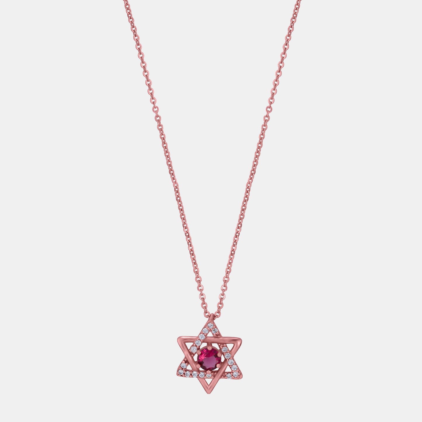 rose gold sapphire and diamond pendant with a star of david