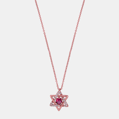 Rose Gold Sapphire and Diamond Pendant with a Star of David