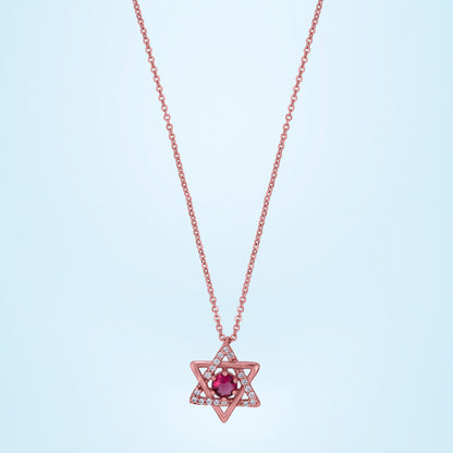 Rose Gold Sapphire and Diamond Pendant with a Star of David