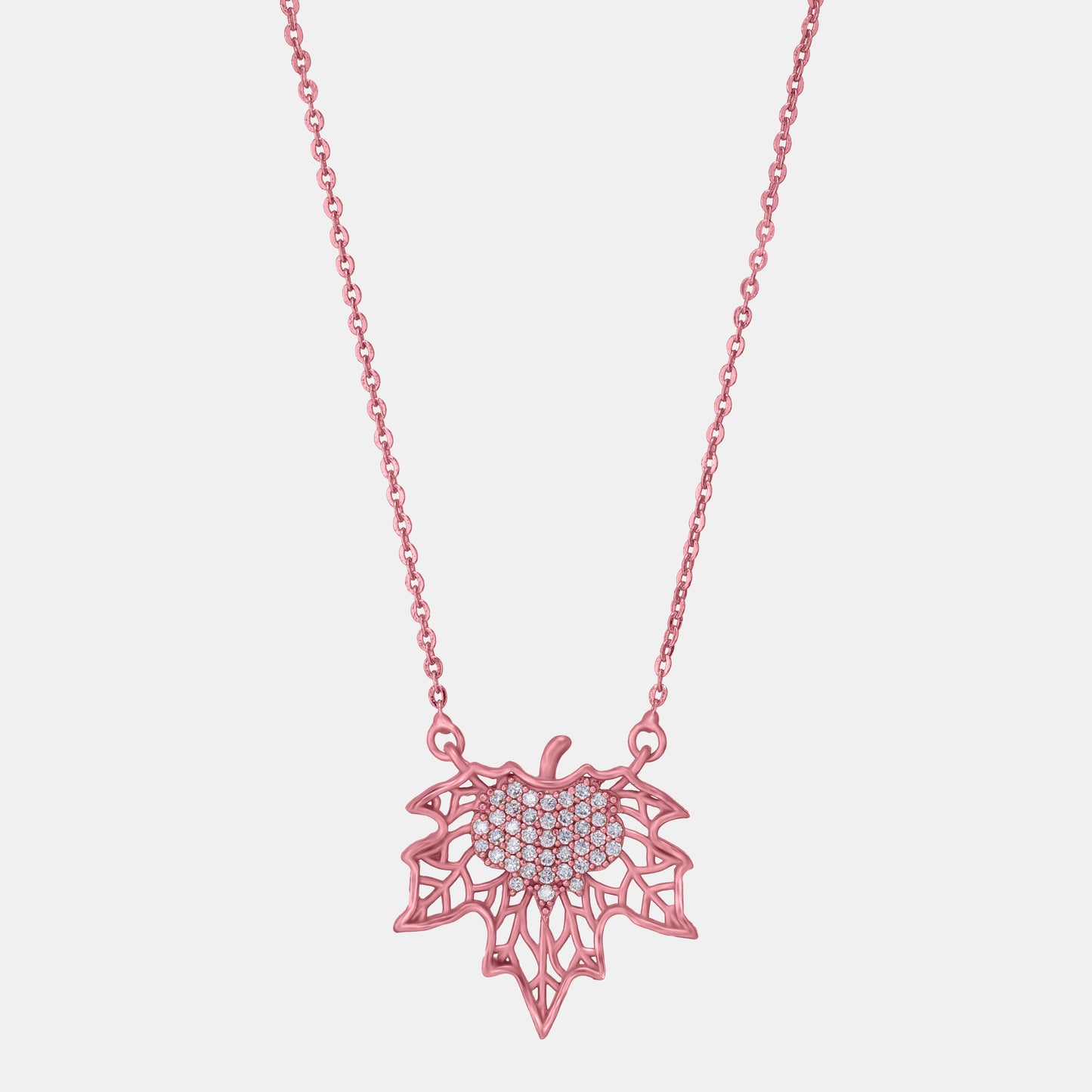 rose gold necklace with a diamond flower pendant