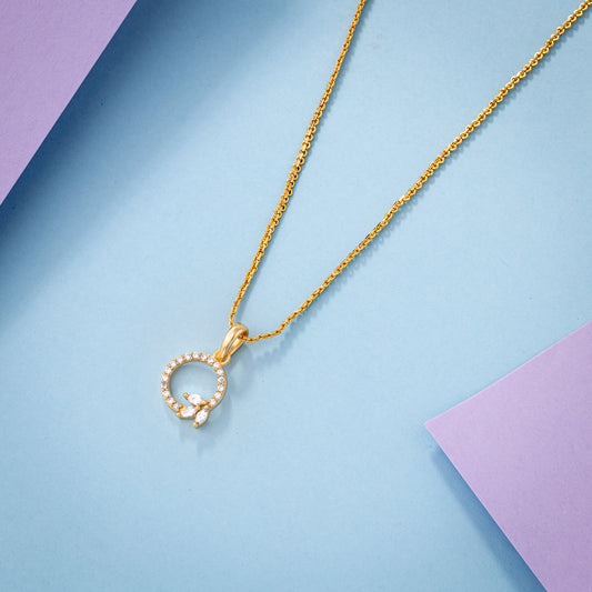 Golden Necklace with a Diamond Letter on it