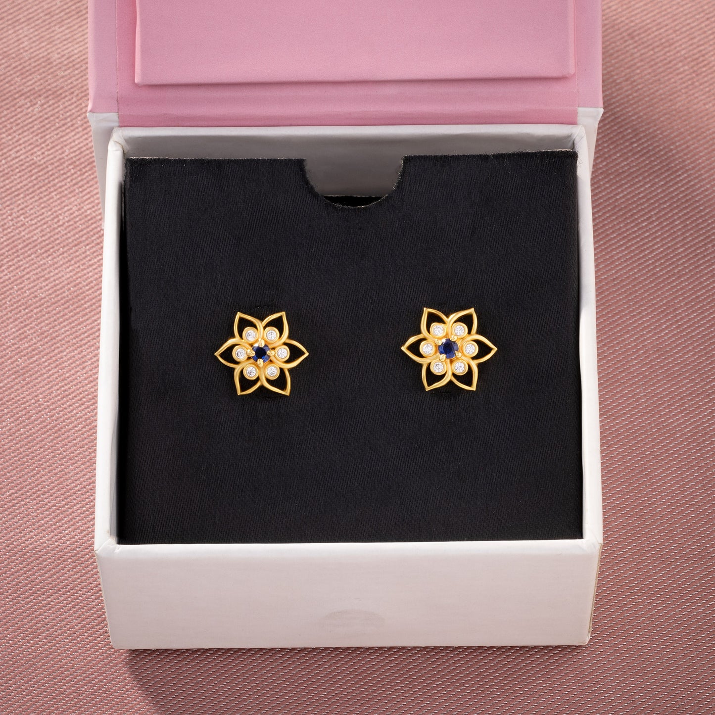 blue golden bloom studs