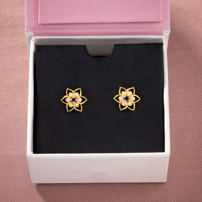 Blue Golden Bloom Studs