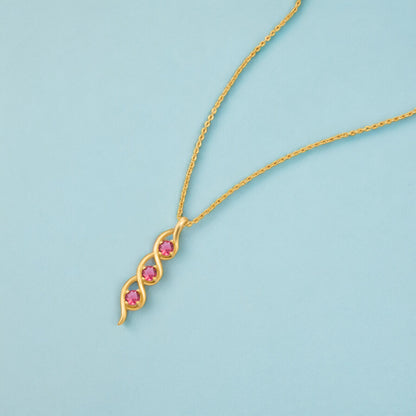 Golden Necklace with a Rainbow Stone Pendant