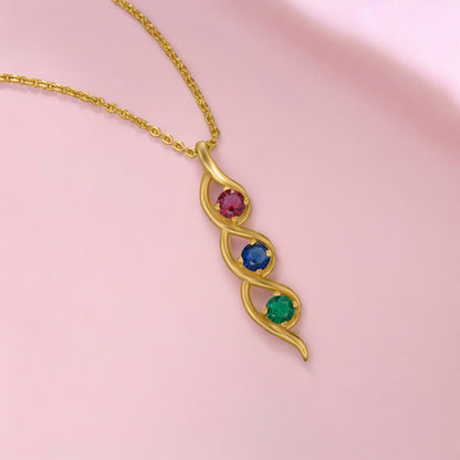 Golden Necklace with a Rainbow Stone Pendant