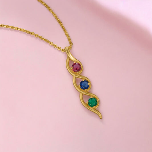 Golden Necklace with a Rainbow Stone Pendant