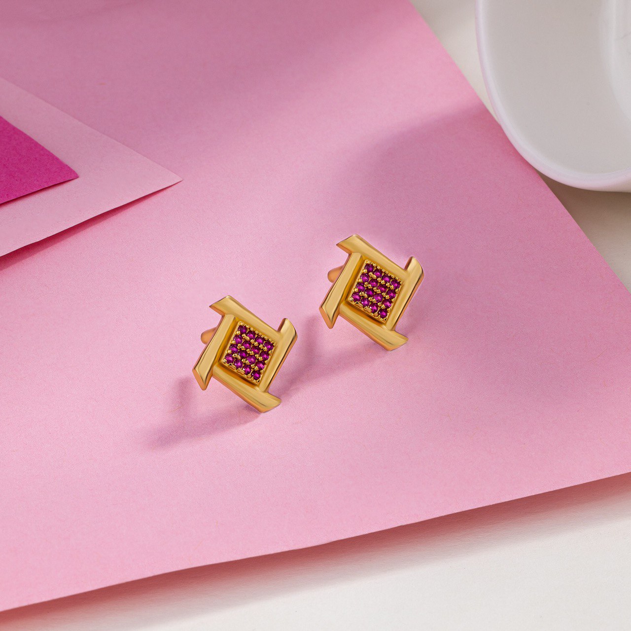 red harmony geometric stud