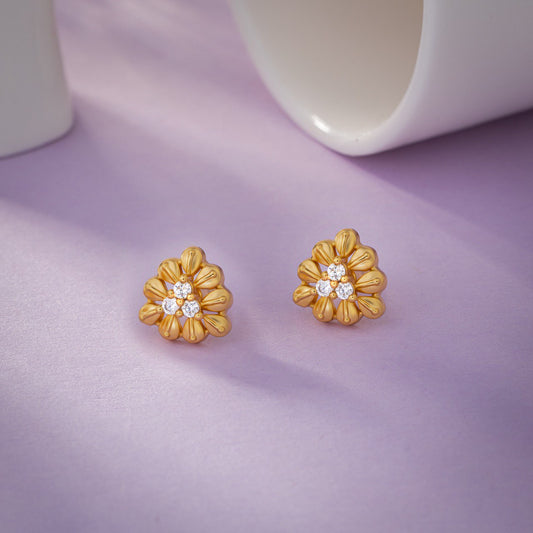 Pair of Golden and White Flower Earrings