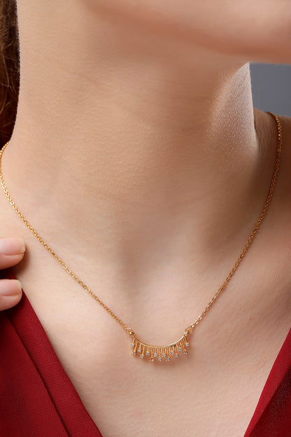 Golden Necklace with Diamonds