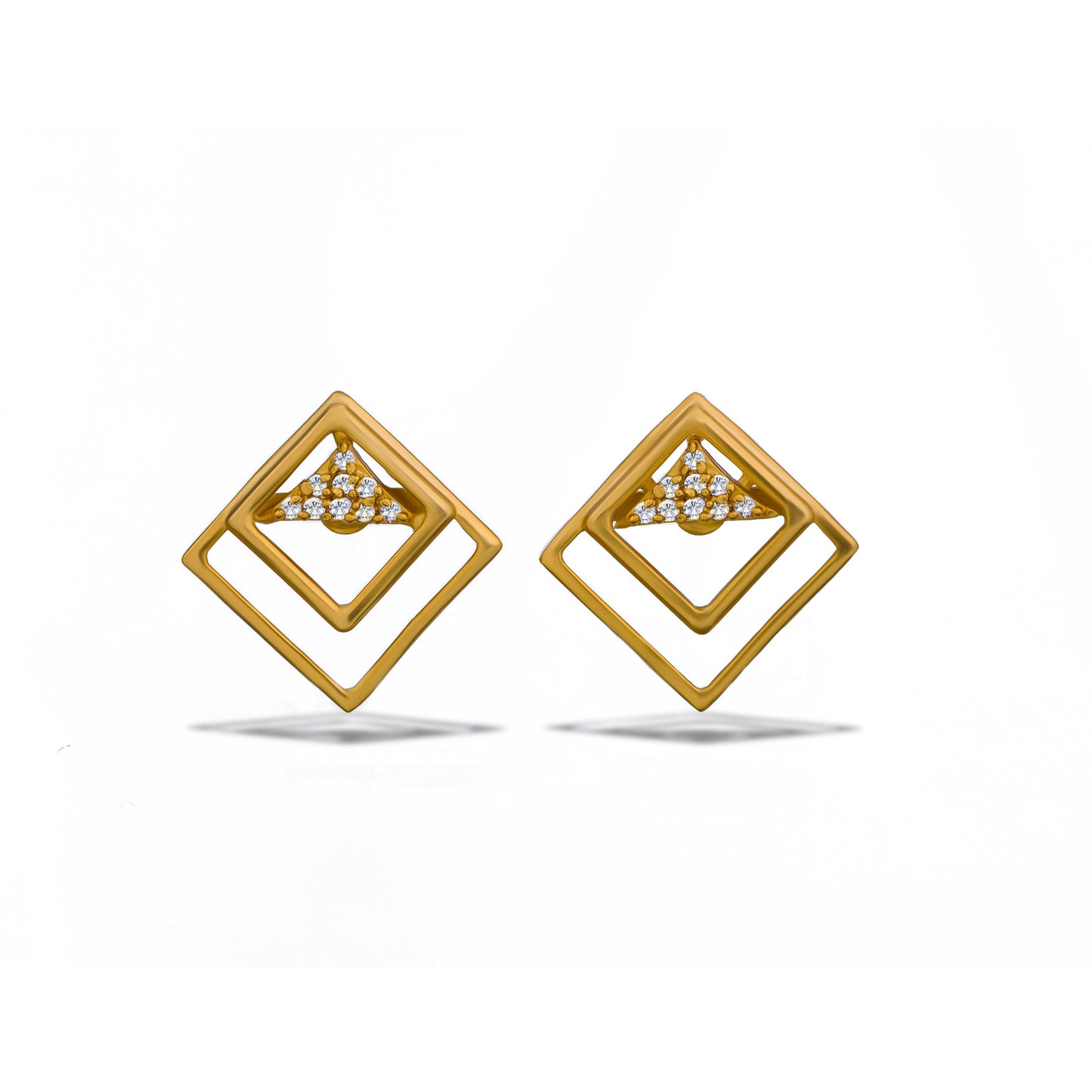 pair of golden earrings with diamonds