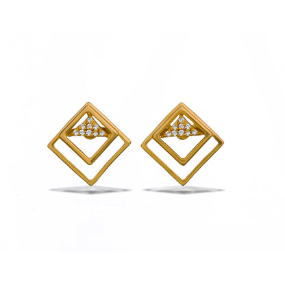 Pair of Golden Earrings with Diamonds