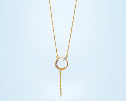 Golden Necklace with a Diamond Circle