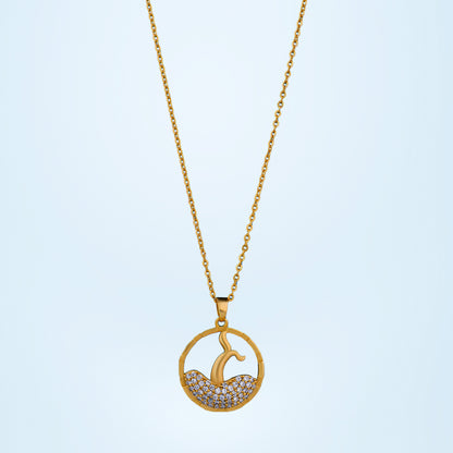 Golden Necklace with a Diamond Pendant