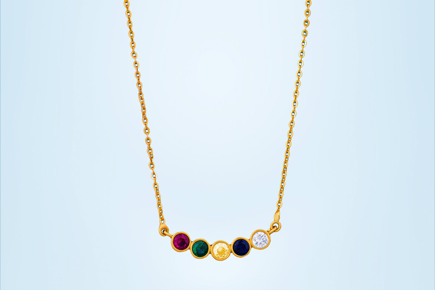 golden necklace with multicolor stones