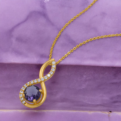 Golden Necklace with a Stone and Diamonds