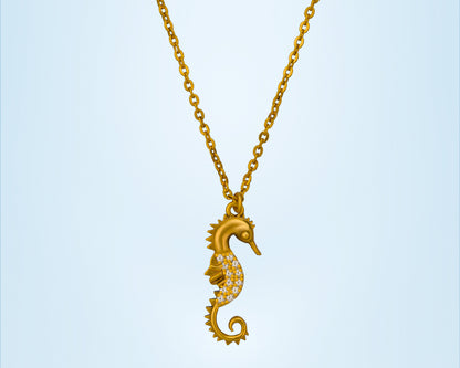 Golden Necklace with a Seahorse