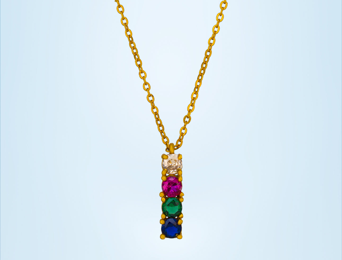 golden necklace with multicolor stones