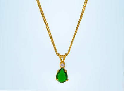 Green Teardrop Elegance Necklace