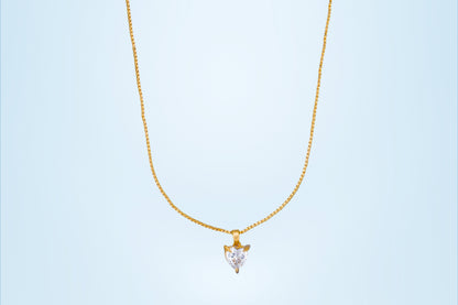 Golden Necklace with White Heart Pendant