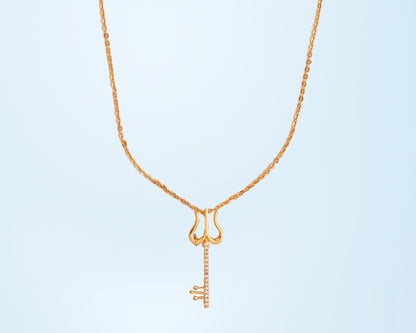 Golden Necklace with a Diamond Pendant