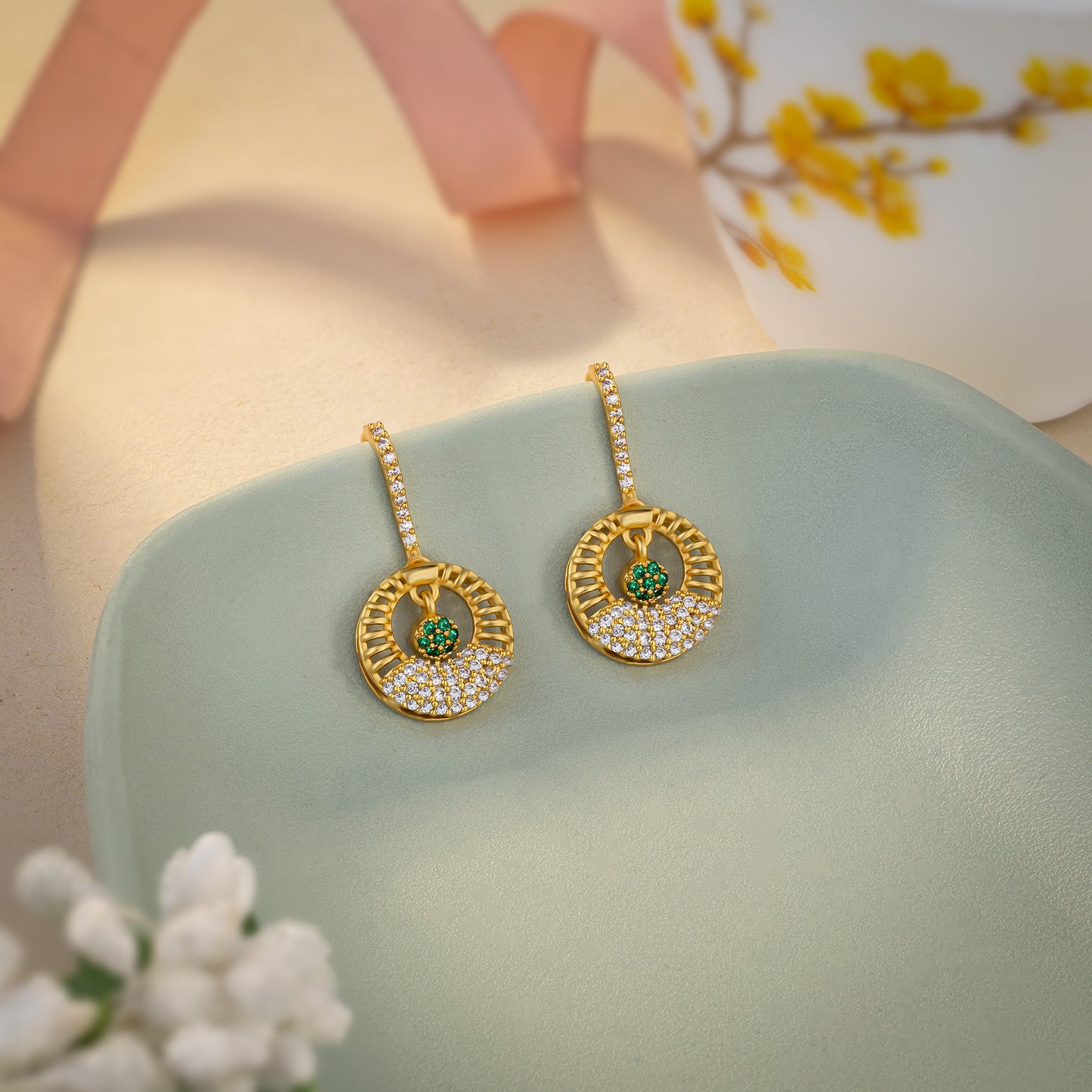 green radiance drop earrings