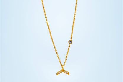 Golden Necklace with a Diamond