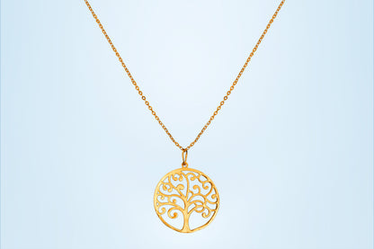 Golden Necklace with Tree of life Pendant