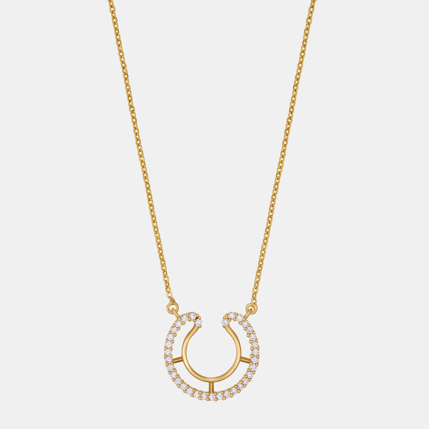 luck with this stunning white golden horseshoe necklace