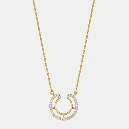 Luck with this Stunning White Golden Horseshoe Necklace