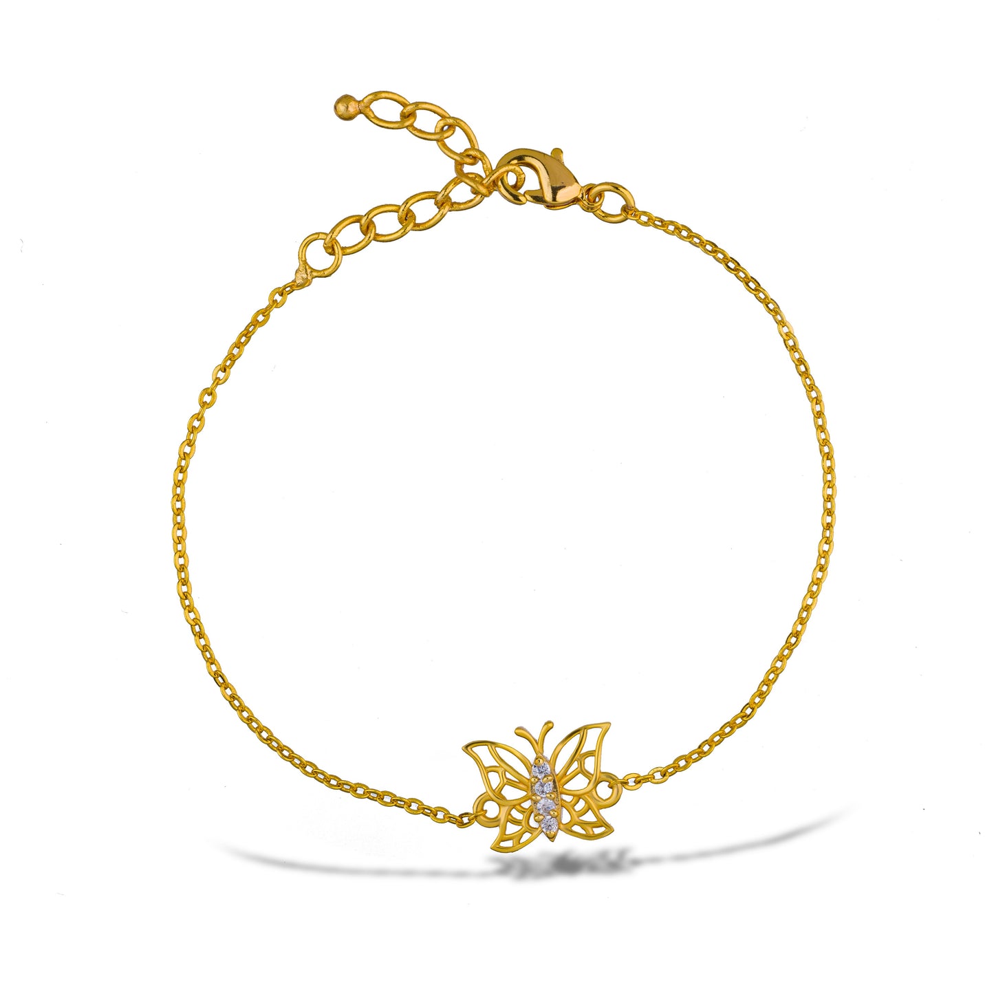 golden butterfly bracelet with diamonds