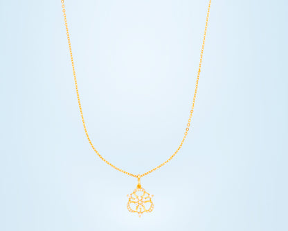 Golden Necklace with Flower Pendent