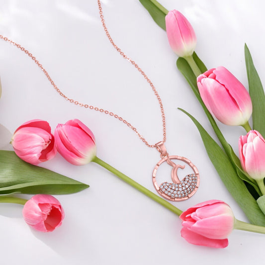 Rose Gold Necklace with a Diamond Pendant