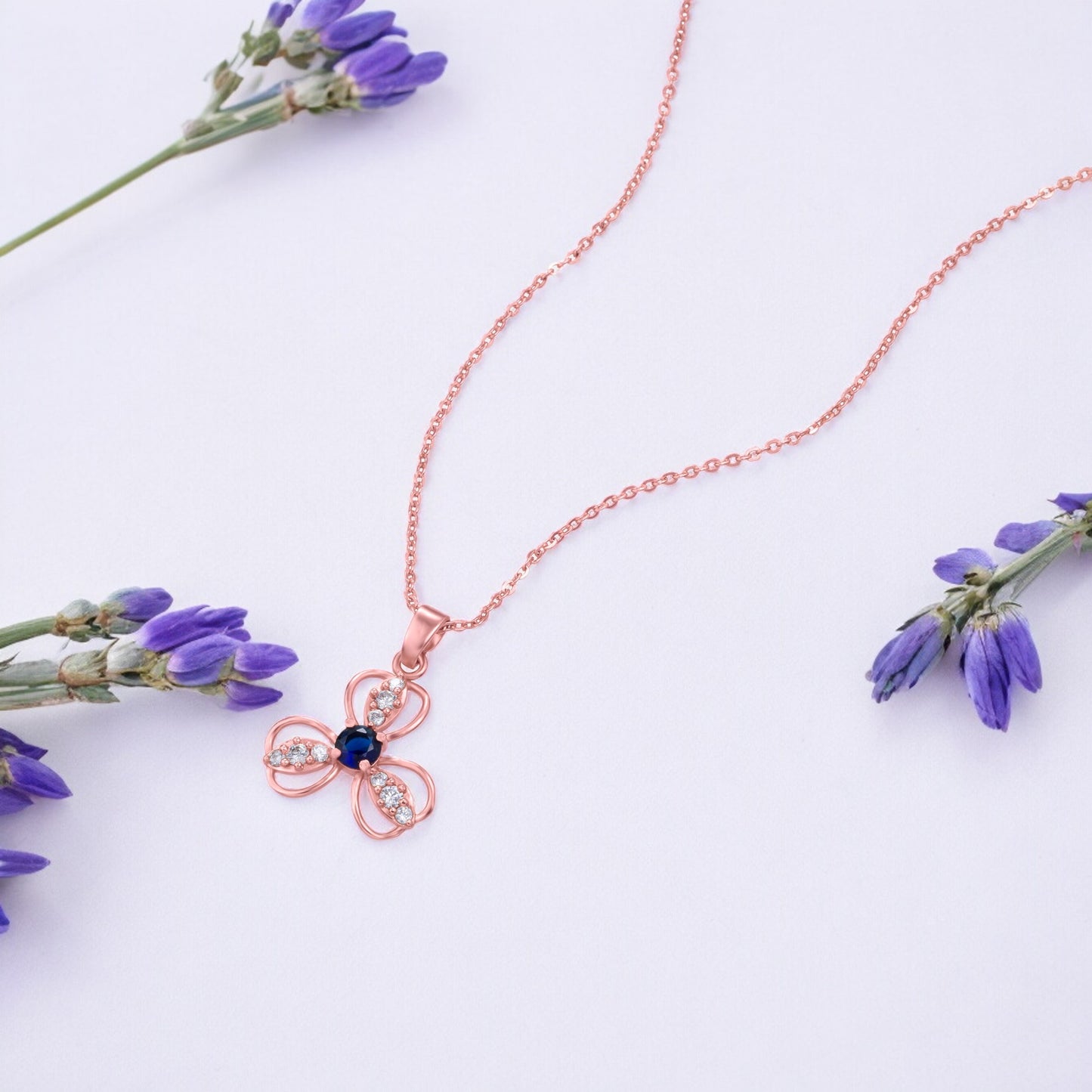 rose gold radiant blue harmony necklace