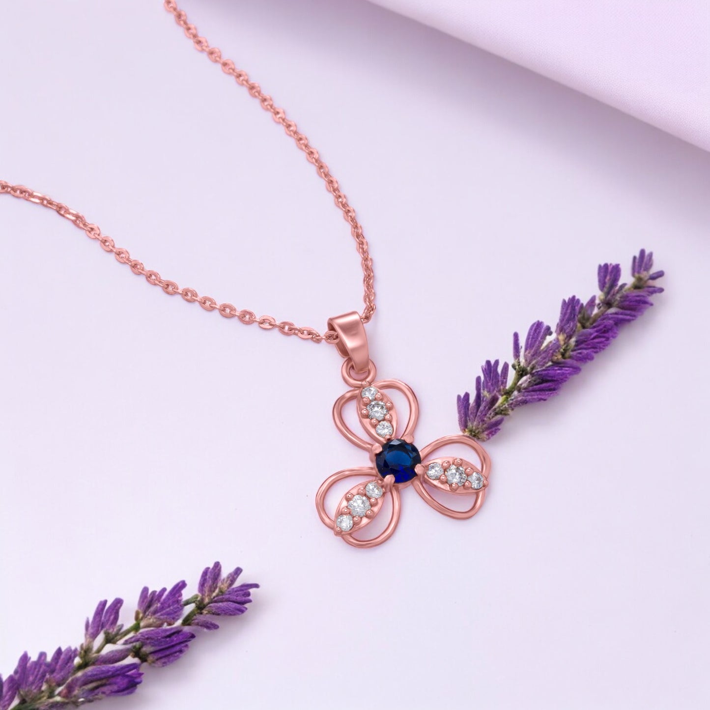 rose gold radiant blue harmony necklace