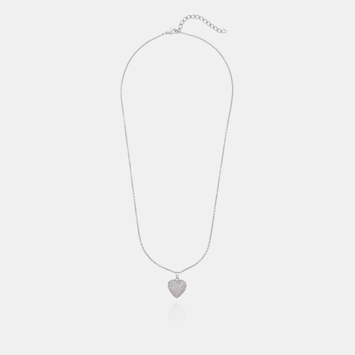 silver necklace with a heart pendant