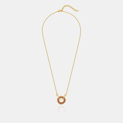 Golden Necklace with a Diamond Circle