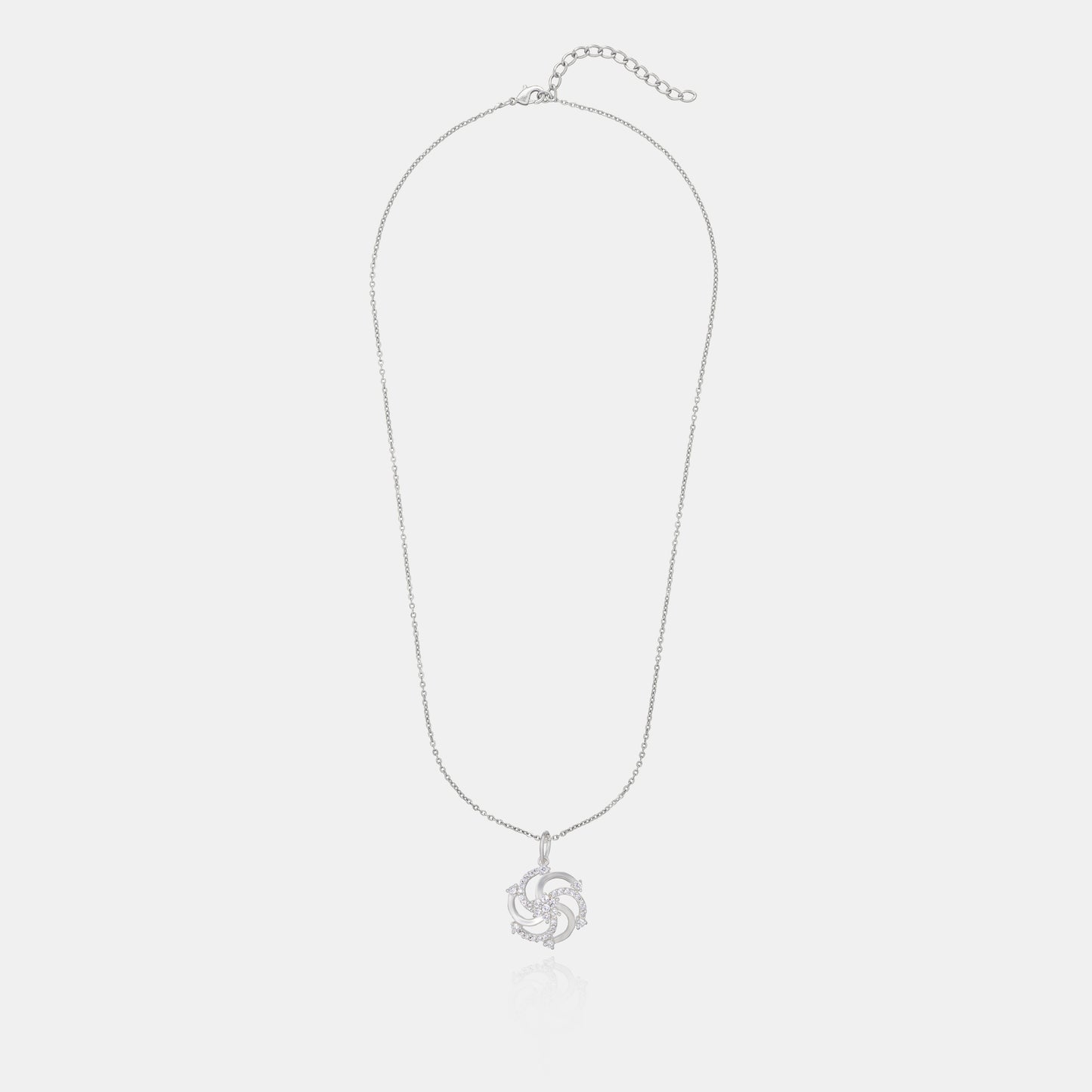 silver necklace with a diamond pendant