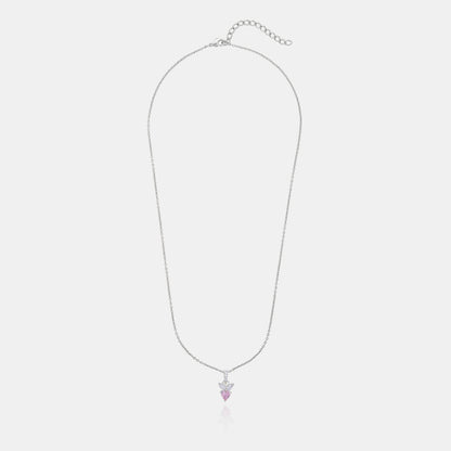 Pink Diamond Pendant on a Sleek Silver Chain