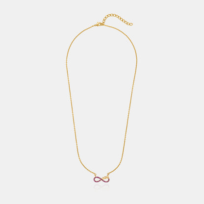 Shine Bright with this Stunning Golden Necklace Featuring a Red Infinity