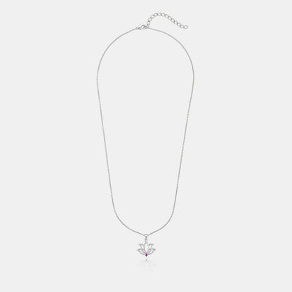 Silver Necklace with a Lotus Flower