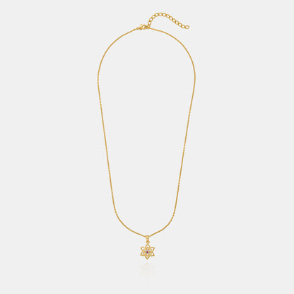 Golden Necklace with a Flower Design on it